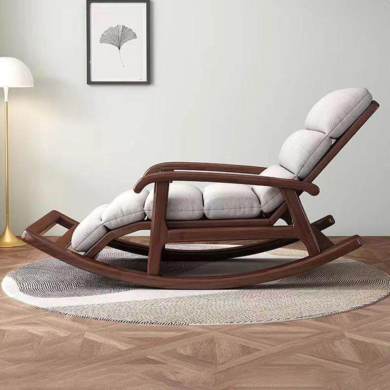 Yla新中式全实木胡桃木懒人卧室摇椅客厅大人老人午休睡觉躺椅休