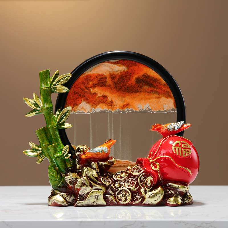 创意中式节节高升摆件高档玄关客厅流沙画装饰轻奢办公室艺术沙漏图片