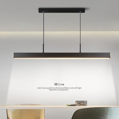 一字极简餐厅吊灯现代简约长条餐桌灯轻奢饭厅吧台灯北欧办公室灯