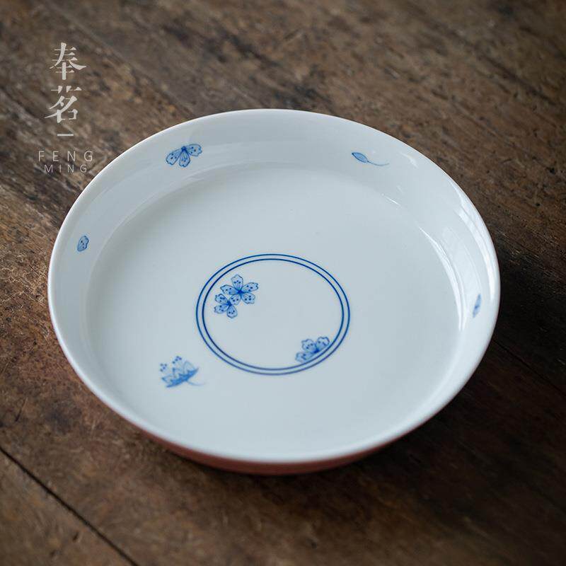 手绘壶承干泡台茶壶垫盖碗底座陶瓷小托盘茶盘养壶垫茶道配件