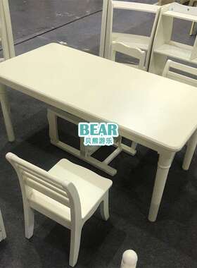 直销早教儿童白色欧式贵族桌椅白色哑光烤漆学习桌六人长方桌