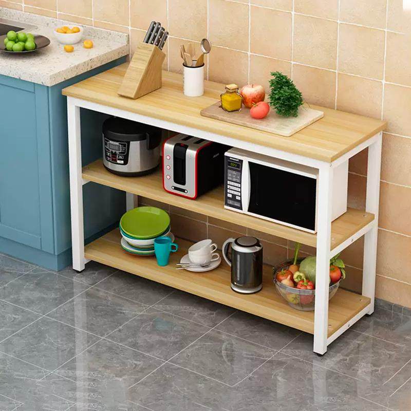 厨房小长桌家用多层桌可移动切菜桌双层木桌简易长方形多功能锦标