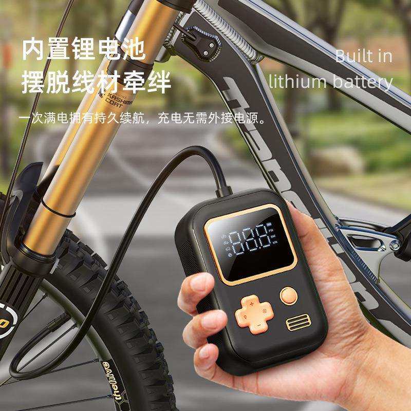 新款车载充气泵无线小巧手持便携式充气宝照明智能电动汽车充气泵