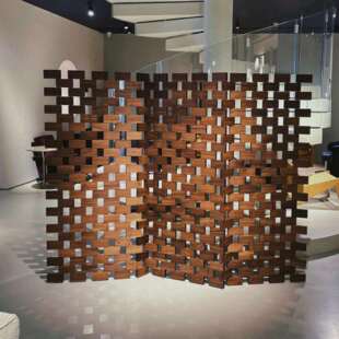 原实木折叠积木屏风隔断玄关艺术北欧日式创意现代可移动曲面弧度