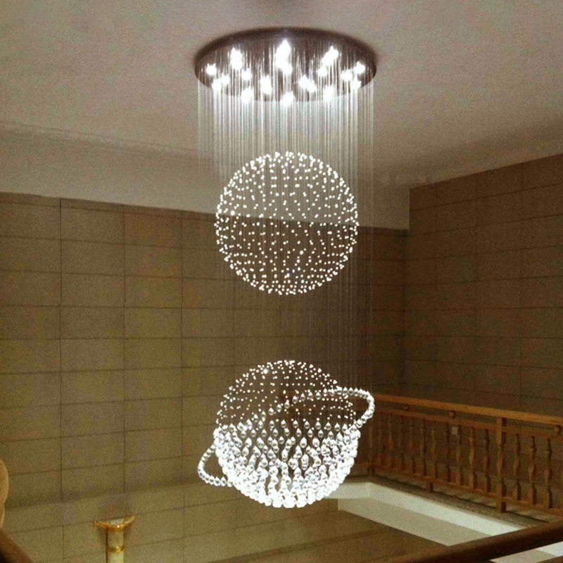 跨境简约led圆形水晶吊灯豪华别墅客厅卧室餐厅吊灯创意个性自建