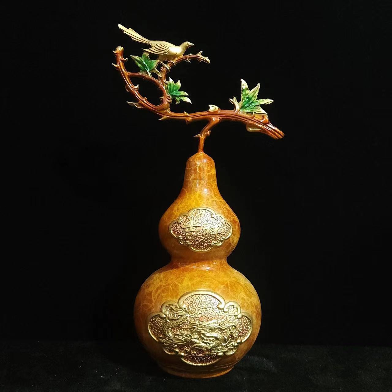 彩铜葫芦家居新中式摆设客厅玄关鸟语花香如意吉祥金玉满堂摆件品