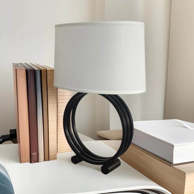 美式复古黑色创意现代简约圆环台灯出口中山客厅卧室金属台灯
