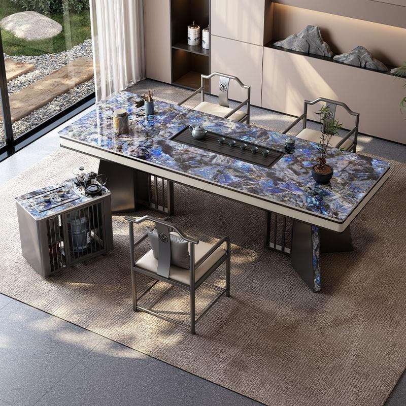 岩板轻奢茶台桌现代茶桌椅组合简约轻奢高级感办公室茶道桌泡茶台