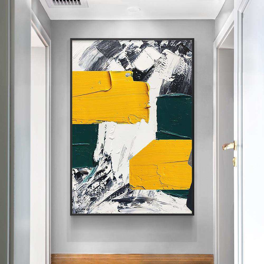 手绘油画抽象挂画现代简约走廊玄关浅色壁画手工轻奢简单装饰画