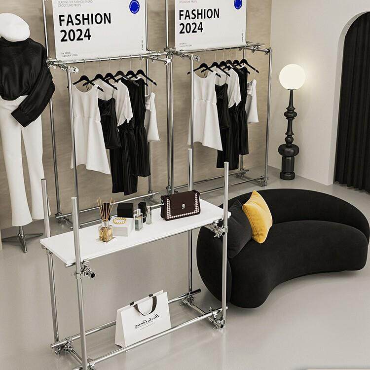 服装店展示架不锈钢快闪挂衣架工业风脚手架买手店陈列落地架潮装