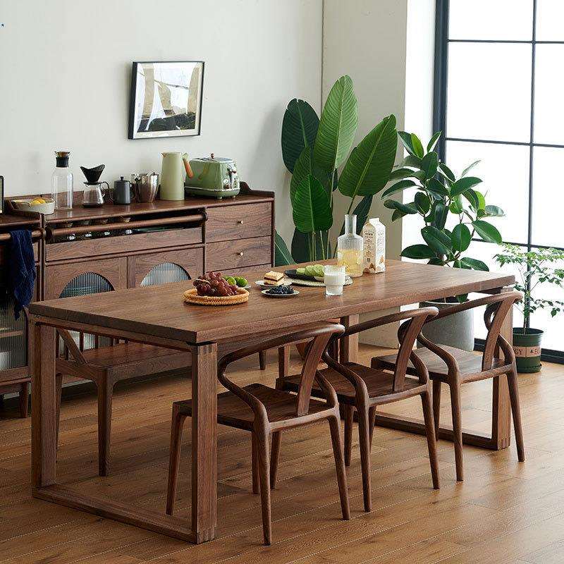 北欧全实木餐桌家用长方形休闲饭桌樱桃木胡桃木办公电脑桌书桌