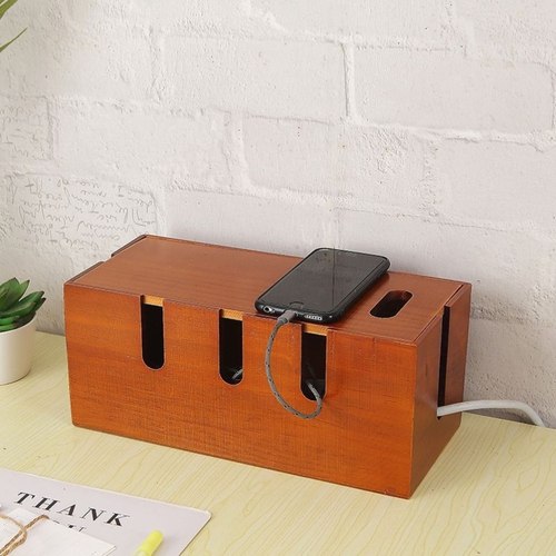 实木数据线机顶盒路由器电线充电器插线板收纳盒排插理线盒集线盒