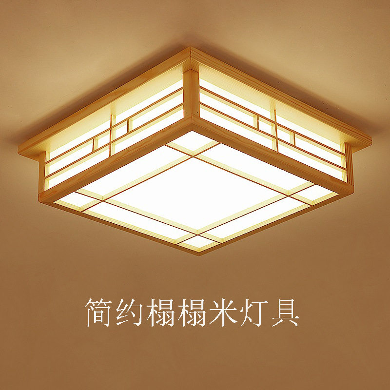 日式吸顶灯实木榻榻米房间卧室灯北欧简约led客厅灯原木跨境灯具
