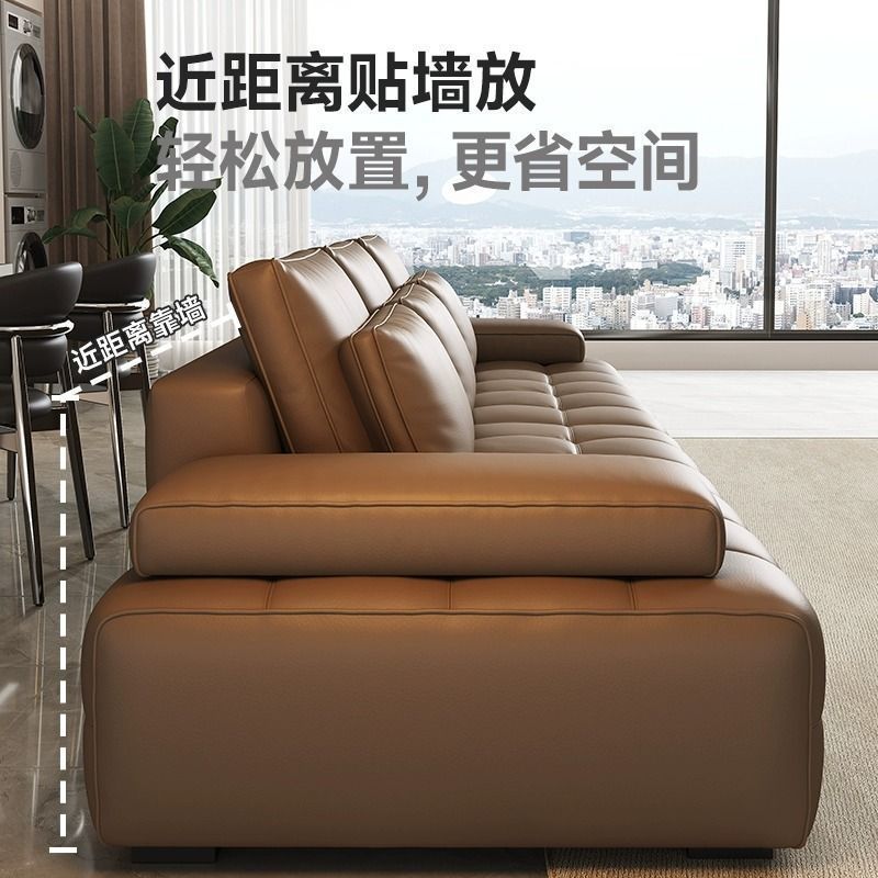 劳伦斯真皮沙发脚踏简约现代极简意式别墅客厅小户型直排皮艺沙发
