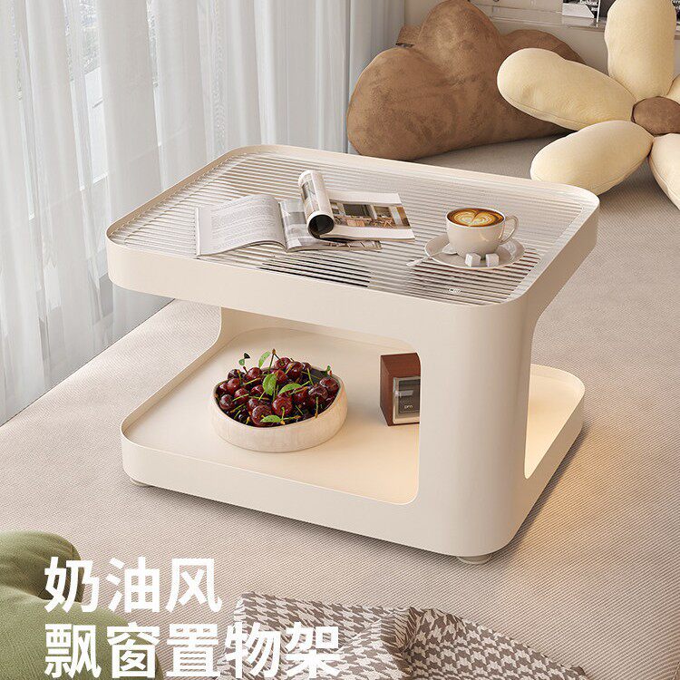 轻奢极简飘窗玻璃小桌子家用卧室创意小茶几收纳矮桌榻榻米炕角几