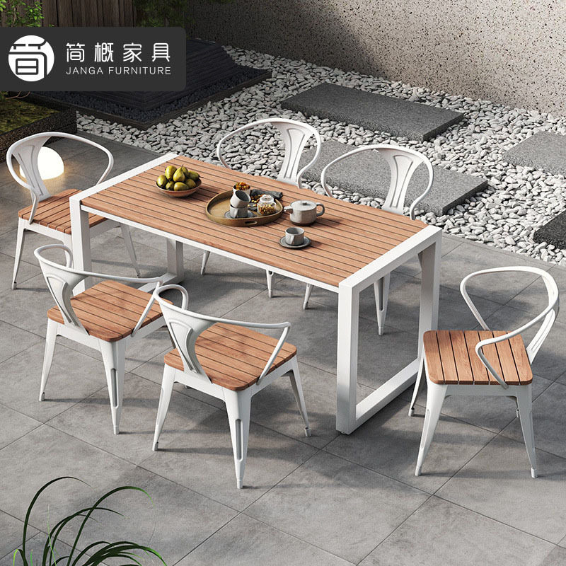 户外花园塑木餐桌椅别墅庭院阳台塑木家具休闲室外网布露天桌椅套