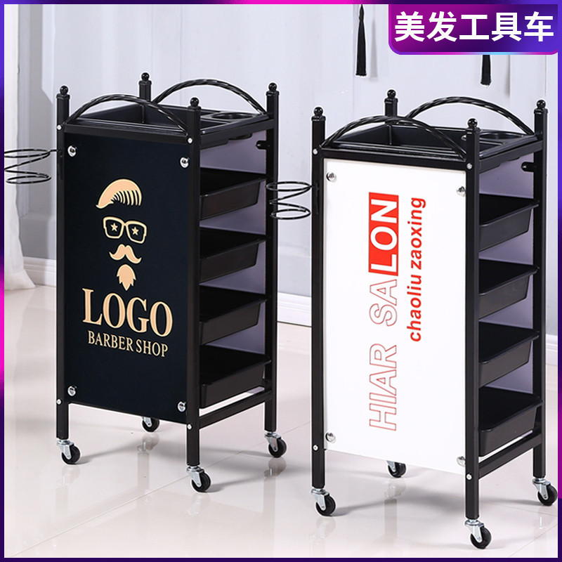 复古美发车发廊手推车杠车美发工具柜美容小推车理发店烫染工具车