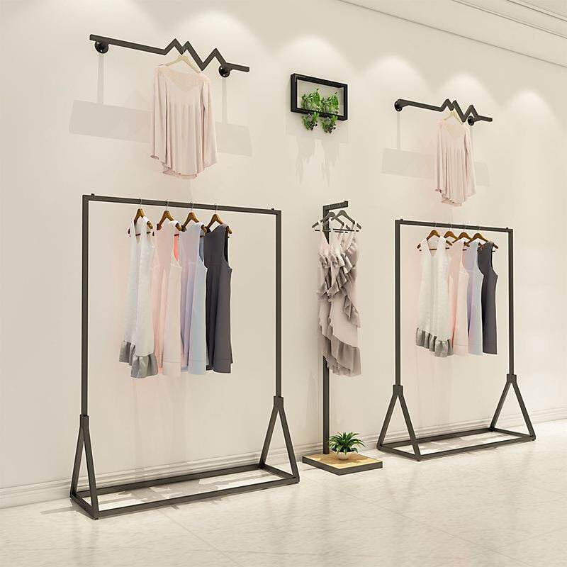 简约现代服装架铁艺流水台壁挂式展示架组合服装店衣帽架挂衣架