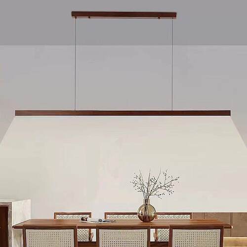 轻奢餐厅灯简约现代吧台简约办公室日式原木餐桌长条茶室led吊灯