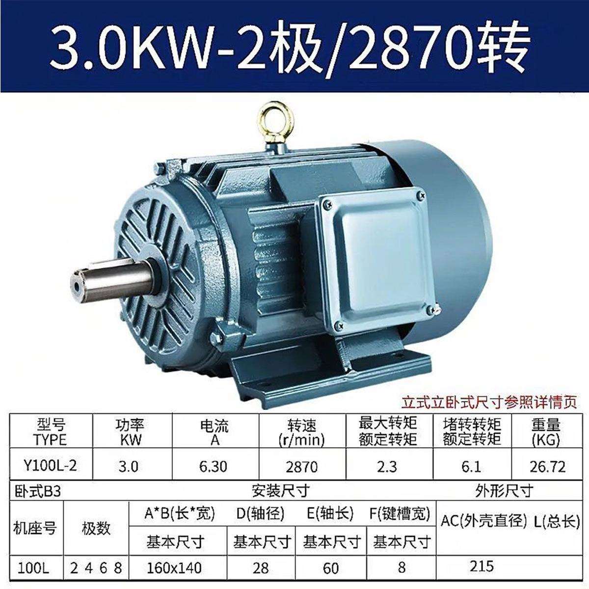 三相电机4kw异步交流电动机马达纯铜7.5kw高速电动机380v