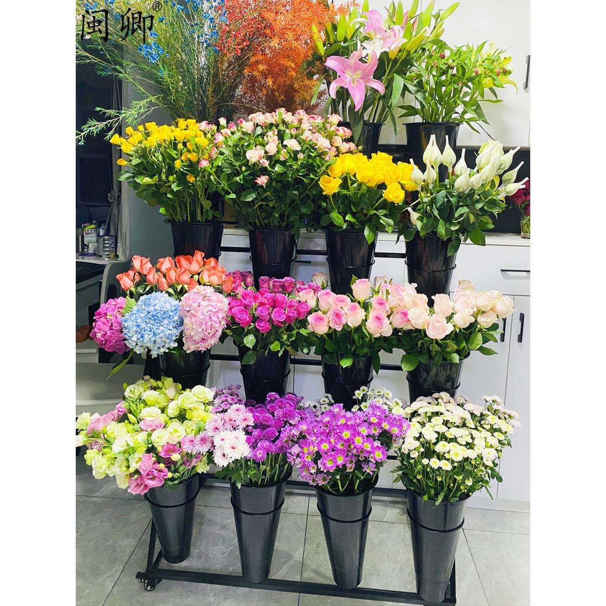 鲜花店展示架多层阶梯花桶架花艺架货架婚庆节日装饰鲜花陈列架子