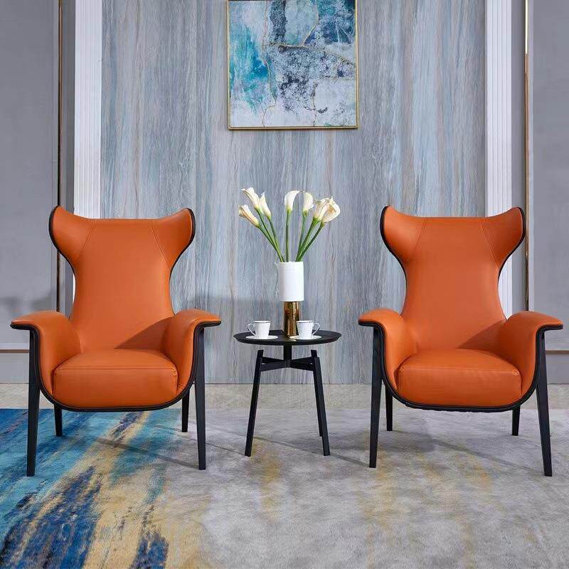 北欧单人沙发椅现代简约书房阳台懒人网红直播休闲椅子实木老虎椅