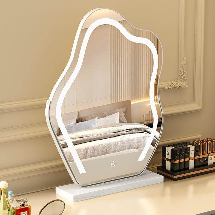 云朵化妆镜台式桌面带灯2026新款轻奢LED智能主卧梳妆台镜子