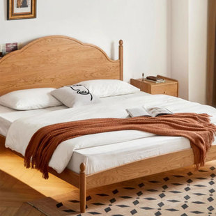 北美樱桃木实木床儿童床家具轻奢复古大板床卧室双人床家用纯实木