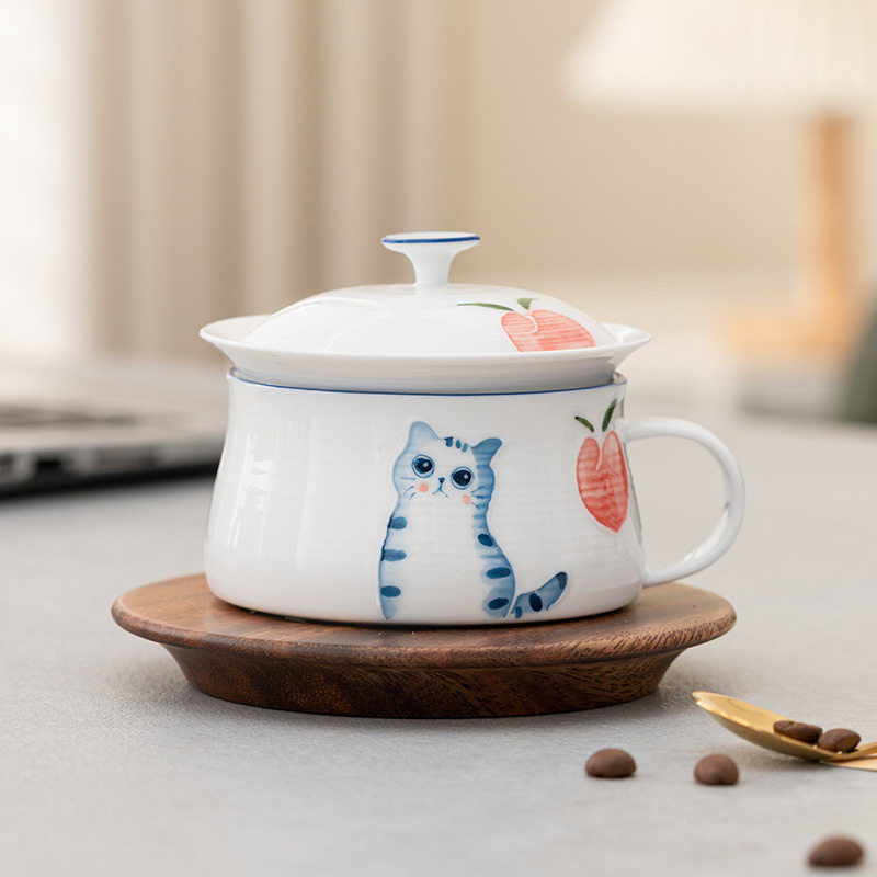 茶咖时光咖啡杯陶瓷轻奢泡茶杯茶水分离办公室喝茶杯水杯杯子高档