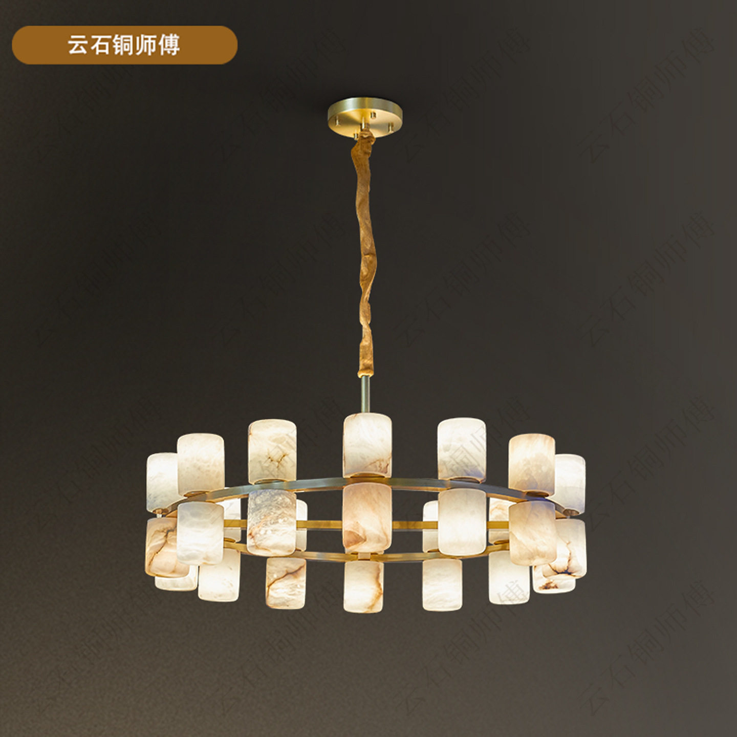 西班牙云石全铜吊灯北欧简约设计师创意餐厅灯法式轻奢客厅卧室灯