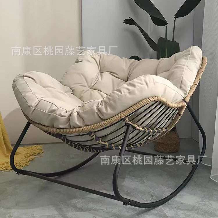 铁艺编藤躺椅 网红懒人摇摇椅 家用阳台休闲懒人椅 pe藤编摇椅
