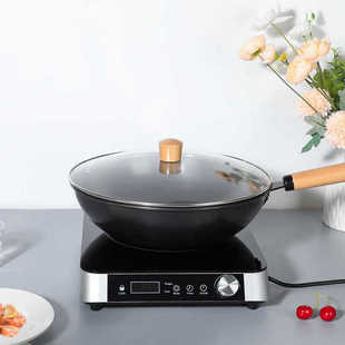 联创家用无涂层精铁炒锅防烫手柄32CM煎炒炖炸轻烟少油DF-CP0039M