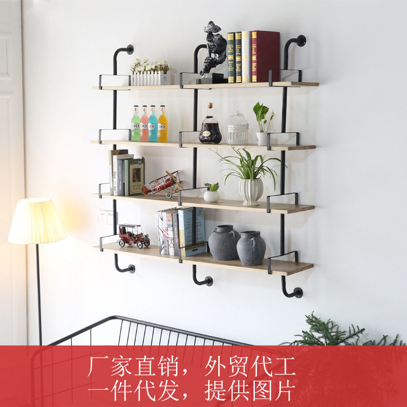 墙上壁挂置物架铁艺书架水管挂架实木隔板客厅墙面加固层板壁柜子