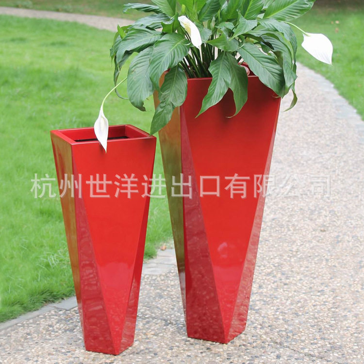玻璃钢花盆 商场美陈高中低搭配组合花箱异形组合花钵