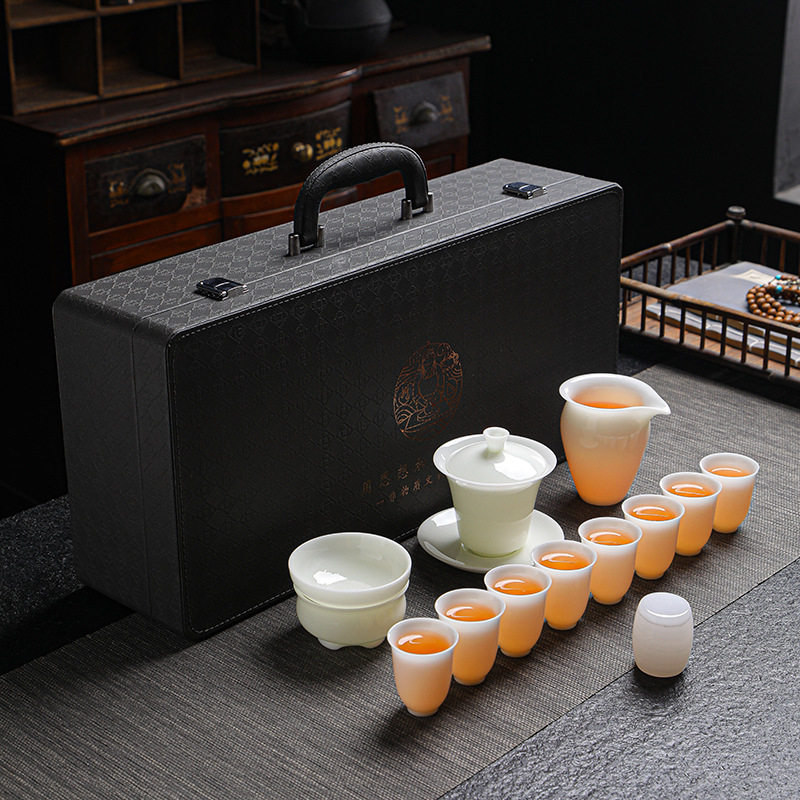 冰晶玉瓷茶具套装家用送人送客户实用高档礼物商务公司节庆礼品