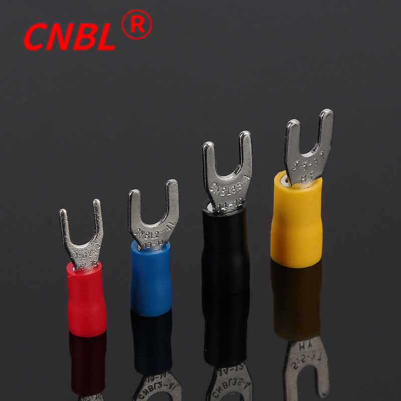 欧式冷压叉形预绝缘端子SV1.25-3.2 U型接线端头Y型铜线鼻子