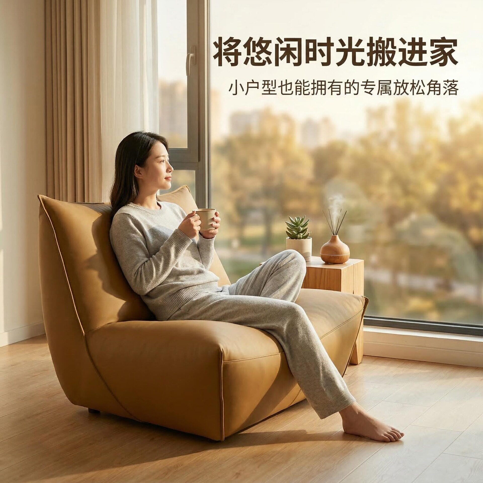 家用客厅阳台单人阅读沙发椅小户型旋转卧室床边设计师款轻奢