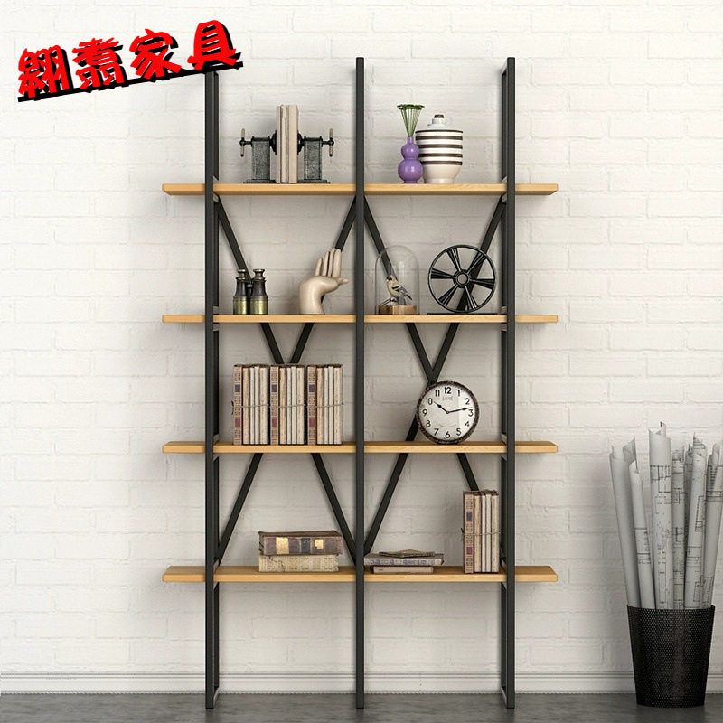 现代简约置物架家用装饰架铁艺实木书架储物仿古搁物架厂家直销