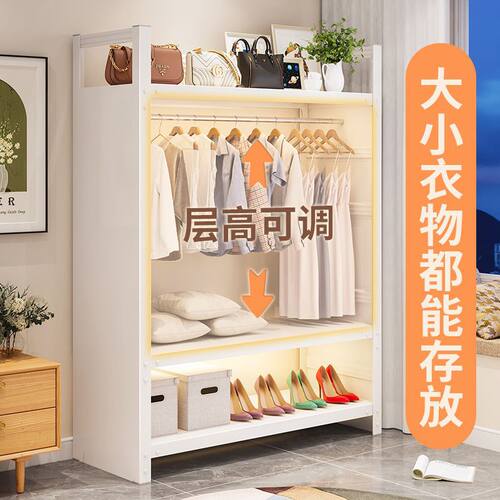 加固钢制简易衣柜落地挂衣收纳