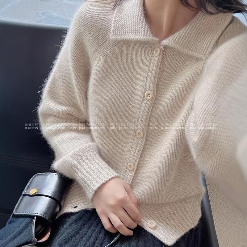 100%纯羊毛POLO韩版洋气外搭开衫