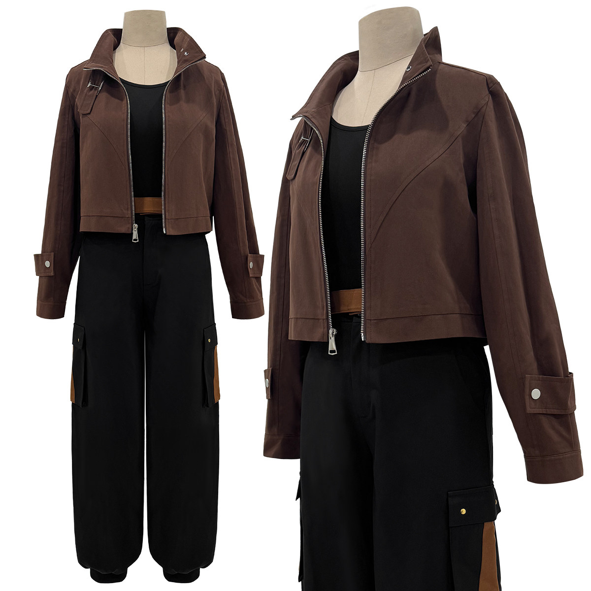 HOLOUN小欧家罗小黑师姐咖色工装鹿野COS服