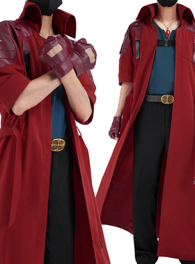 HOLOUN小欧家鬼泣但丁红色风衣全PU皮COS服