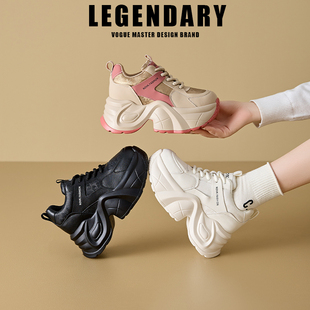 厚底内增高老爹鞋女高级感外穿2025春秋季新款女真皮运动休闲鞋女