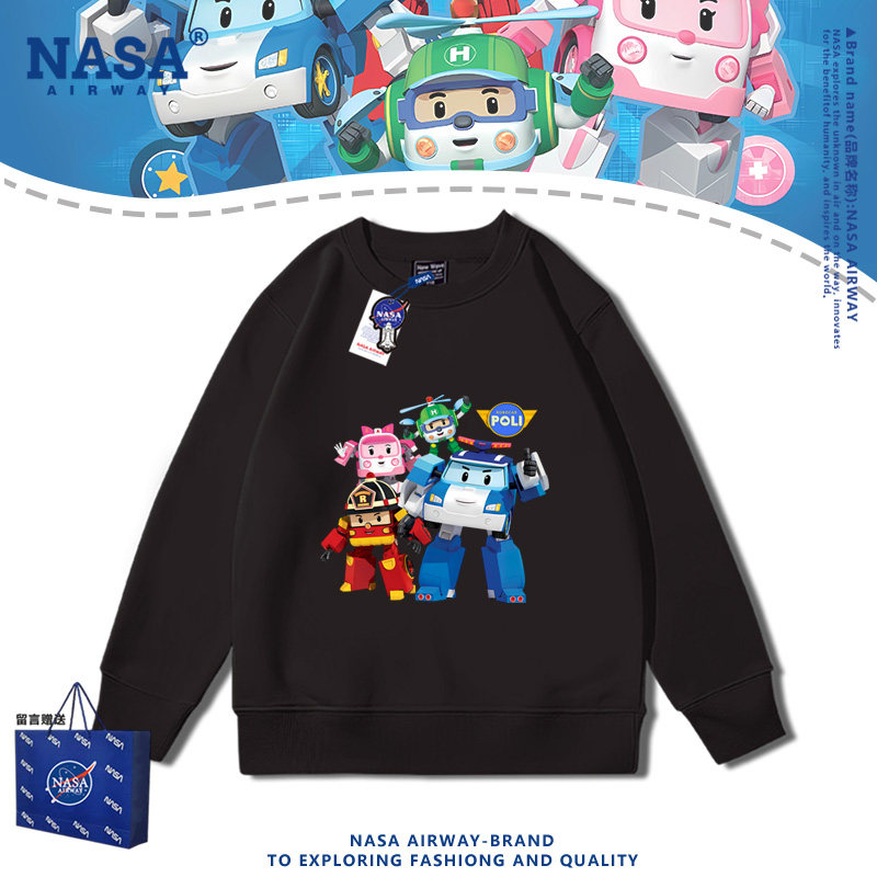 NASA联名变形警车珀利儿童新款男女秋冬款圆领卫衣宽松上衣长袖潮