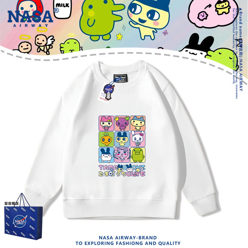 NASA联名电子宠物拓麻歌子卡通周边儿童圆领卫衣男女秋冬套头上衣