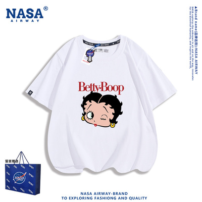 NASA AW卡通明星Betty Boop贝蒂娃娃周边儿童男女纯棉短袖T恤夏季