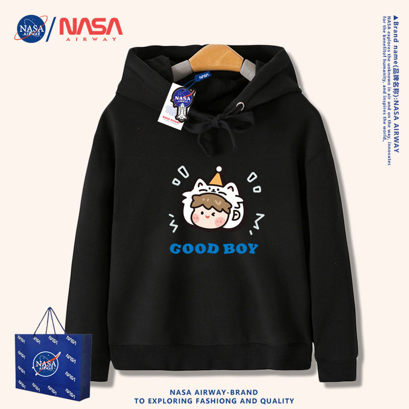 NASA卡通男孩女孩加绒连帽卫衣