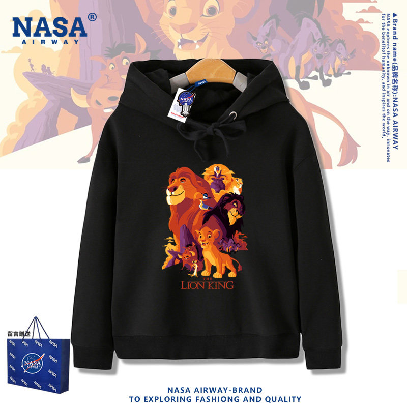 NASA联名狮子王辛巴卡通图案动漫儿童周边连帽卫衣男女春秋上衣服