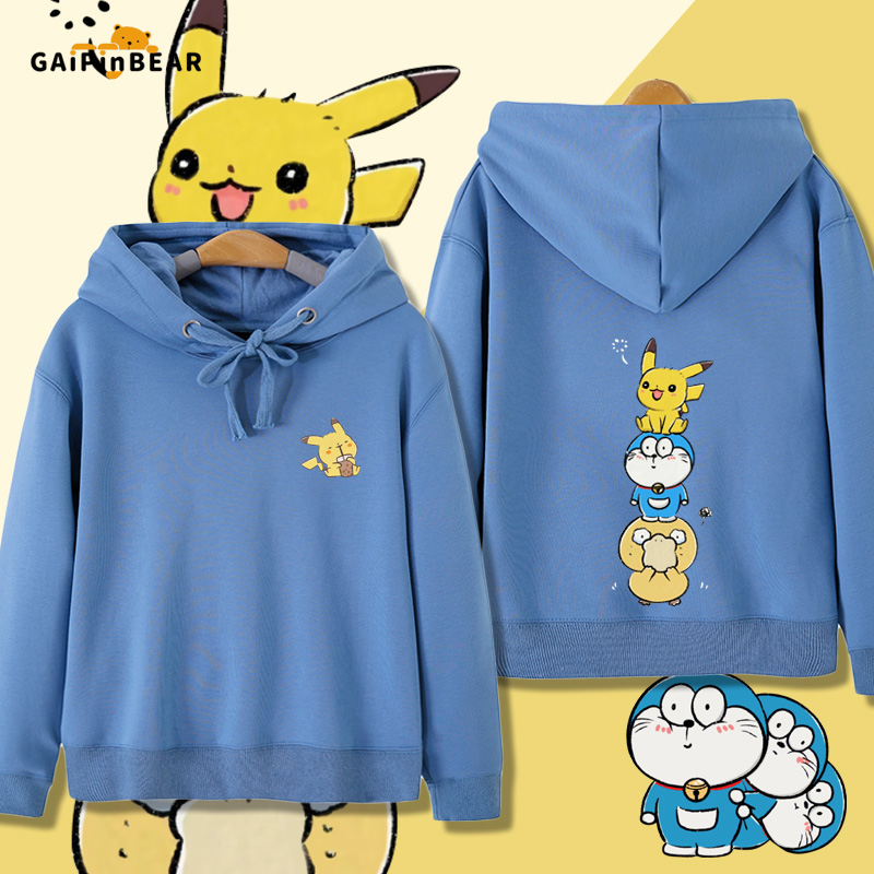 皮卡丘宝可梦哆啦A梦连帽卫衣