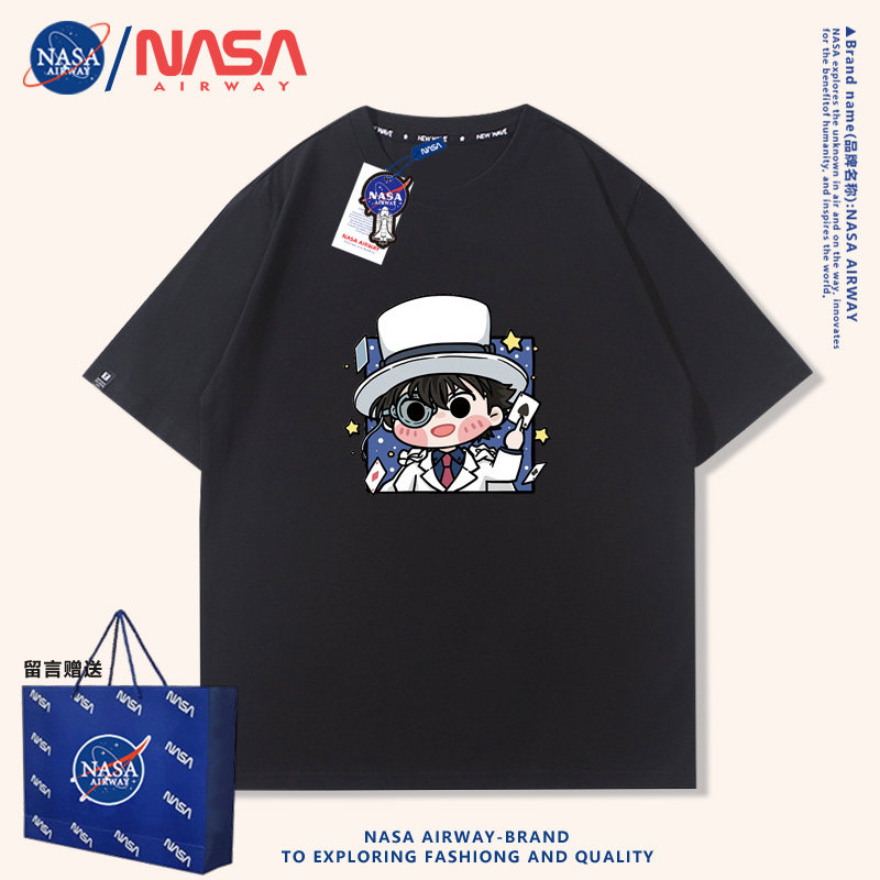 NASA日系灰原哀柯南Q版纯棉T恤男女儿童短袖小大中童宽松半截袖夏